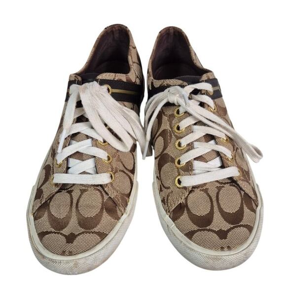 Coach Lesley Signature Sneaker Shoes Sz 8.5 - Picture 1 of 6